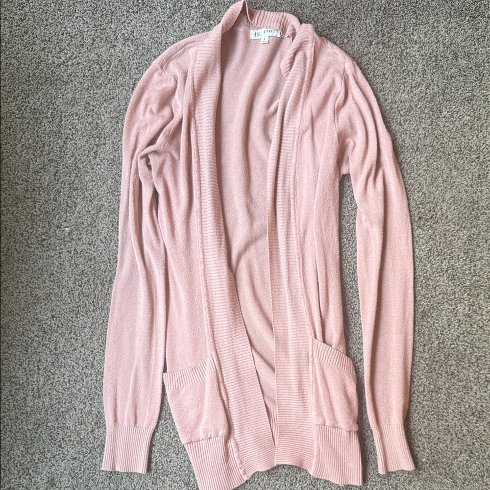 Elegant Pink Open-Front Cardigan